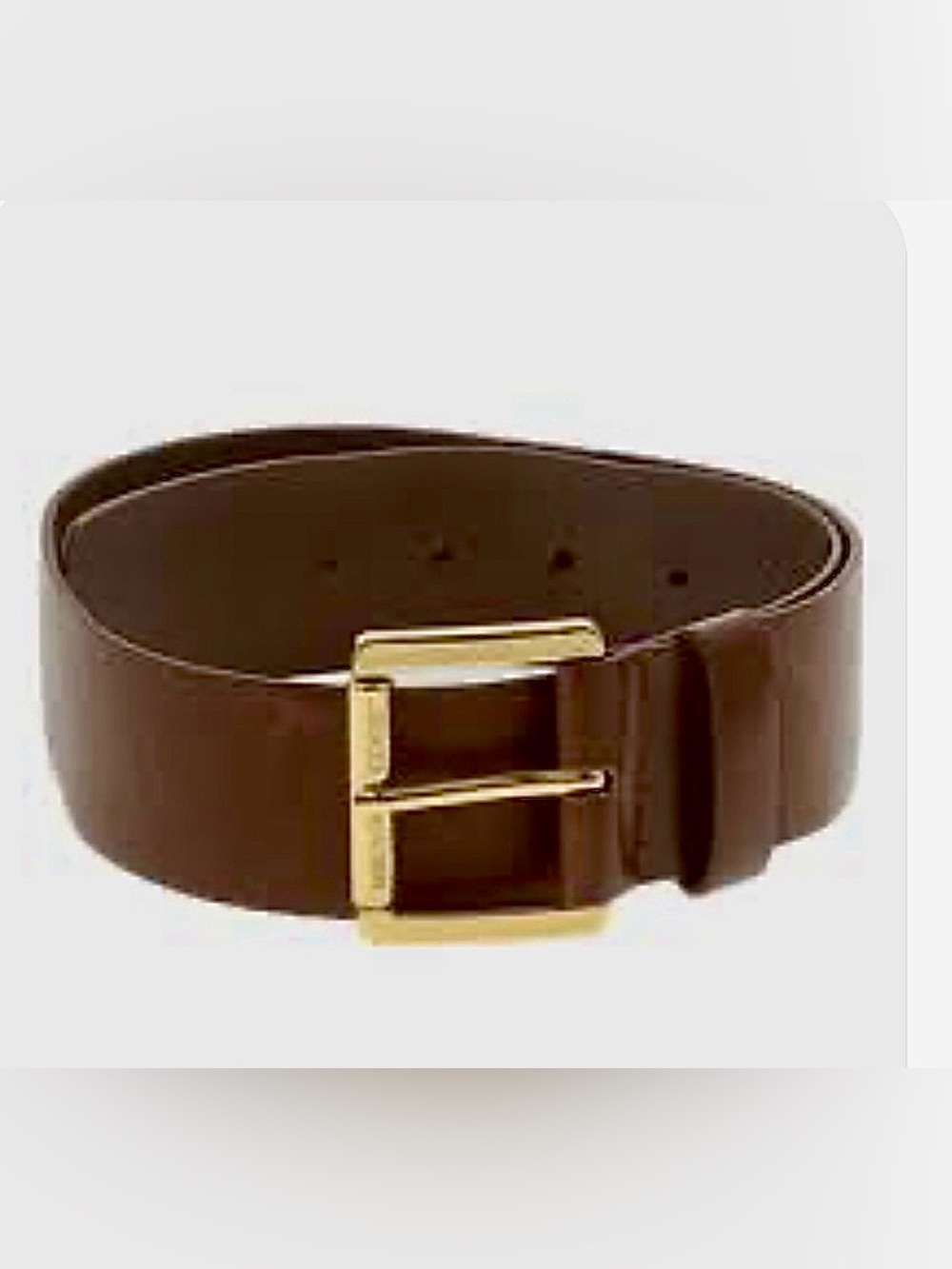Women’s Brown Leather Belt with Gold Buckle-Size XS